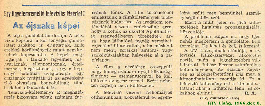Az éjszaka képei (1966) - Rtv